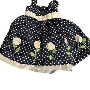 Jessica Howard Navy Polka Dot Dress with Floral Design